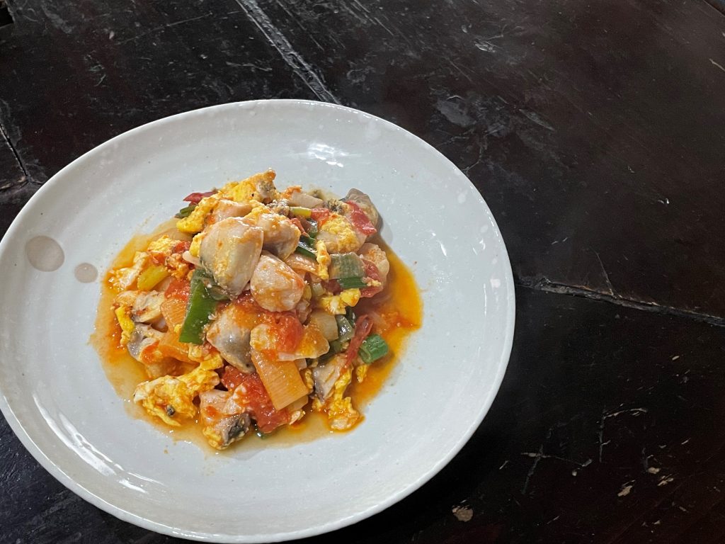 タラと卵の炒め物